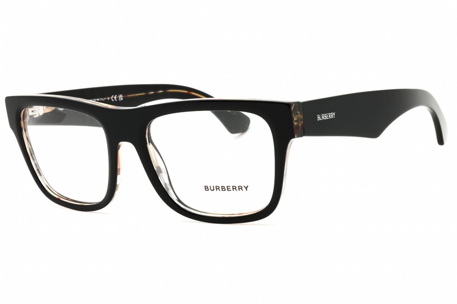 Burberry 0BE2411 Black On Vintage Checkered/Clear demo lens 4121 53-18-145 MM
