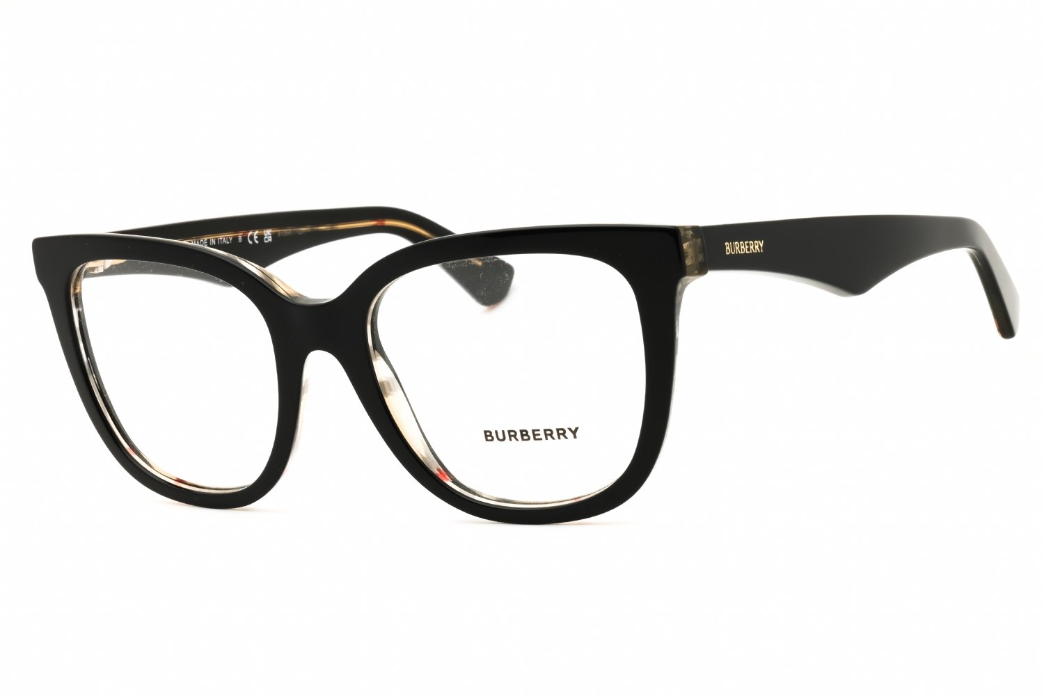 Burberry 0BE2415 TOP BLACK ON VINTAGE CHECK/Clear demo lens 4121 53X19X140
