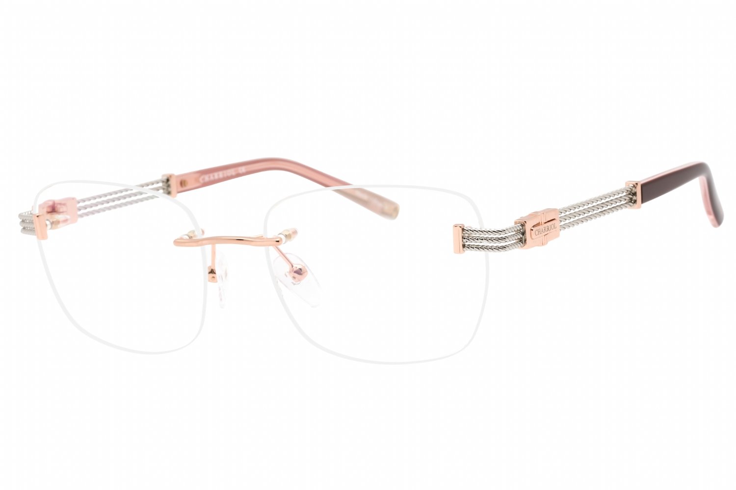 Charriol PC71065 Shiny Pink Gold/Silver Burgundy / Clear Lens C03 55-17-0 MM