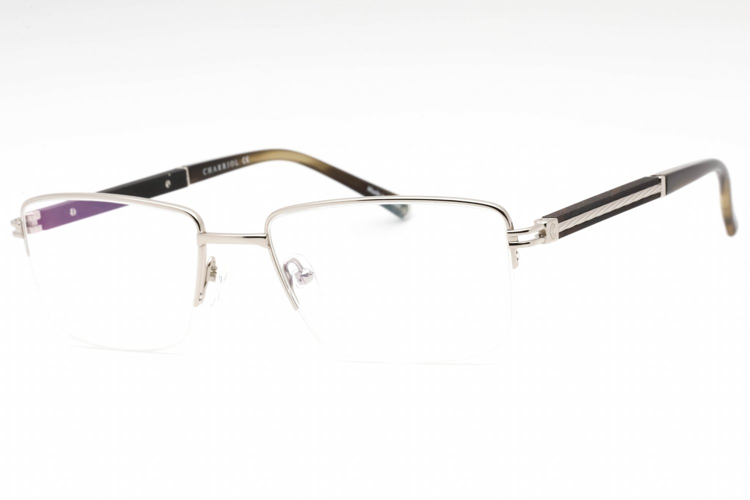 Charriol PC75117 Shiny Silver/Khaki Horn / Clear Lens C02 56-19-145 MM