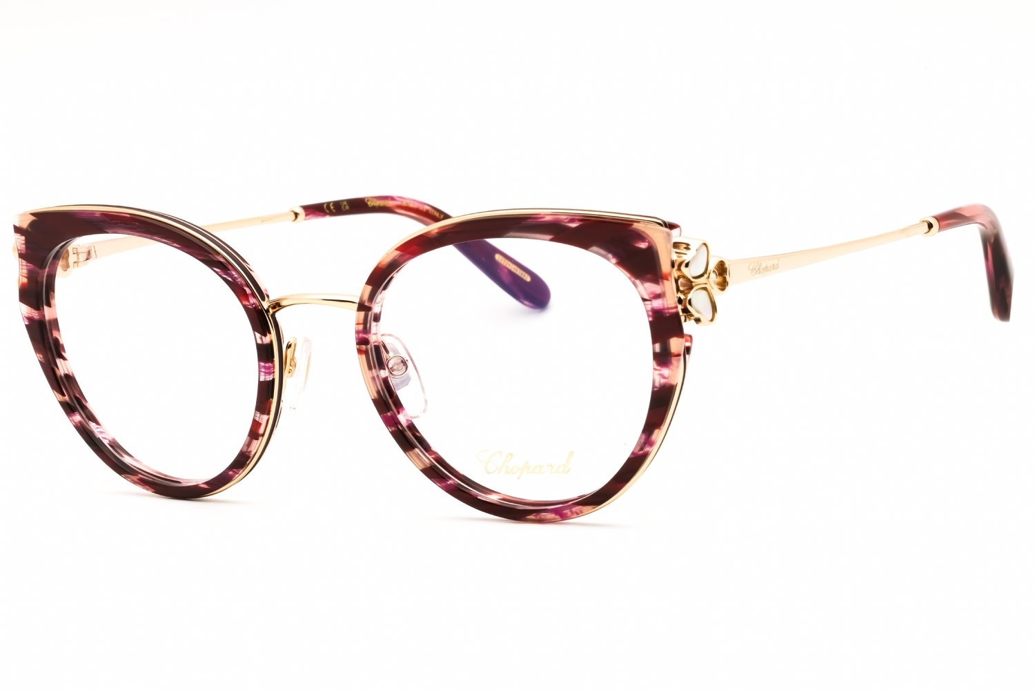 Chopard VCH367V SHINY STREAKED BURGUNDY/clear demo lens 01G2 52-20-135 MM