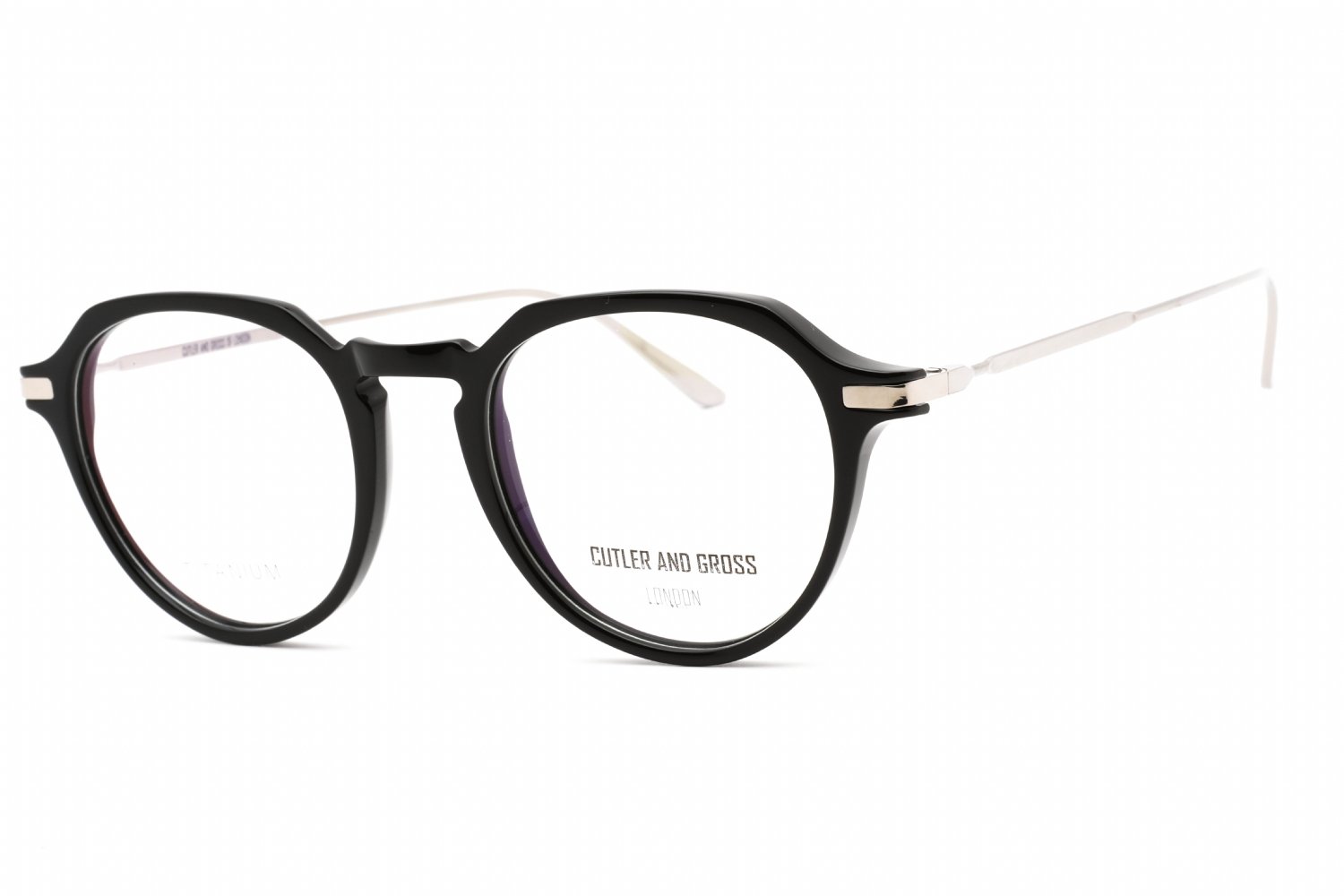 Cutler and Gross CG1302 Silver/Black/Metallic / Clear Lens 002 48-20-145 MM