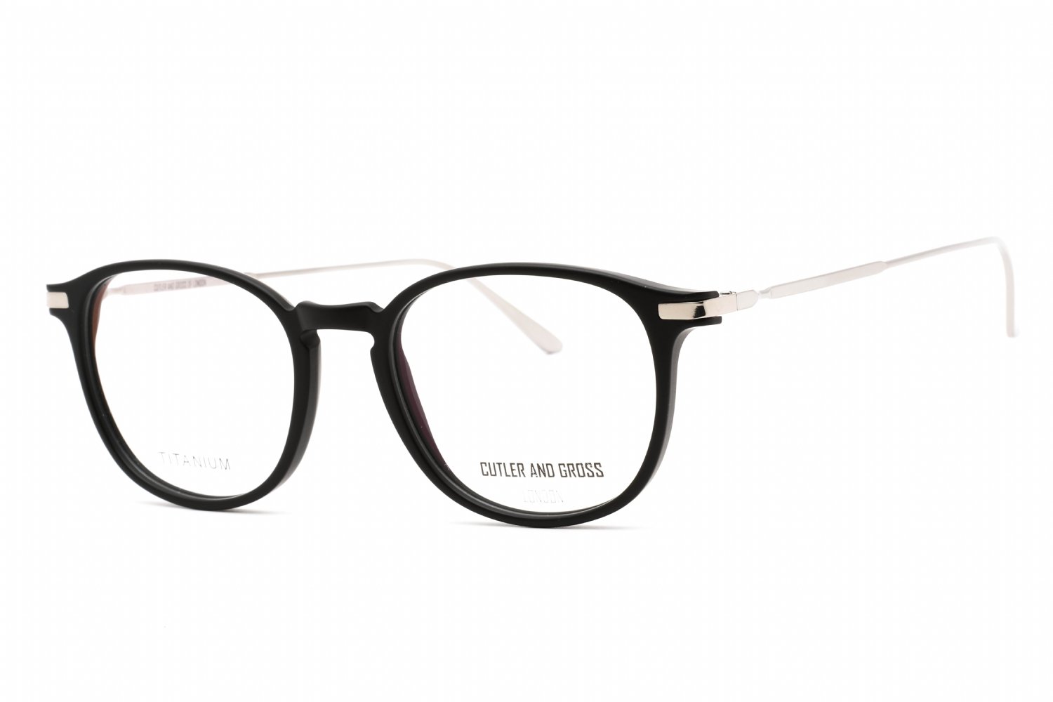 Cutler and Gross CG1303 SILVER/BLACK/METALLIC/GUNMETAL / Clear Lens 001 49-19-145 MM