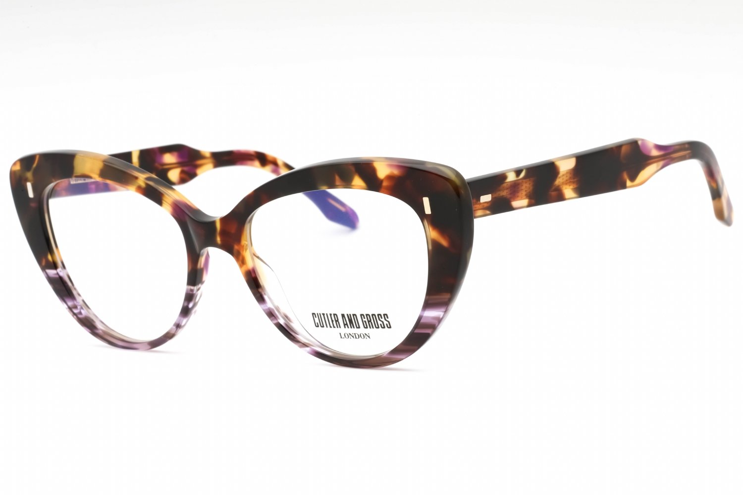Cutler and Gross CG1350 HAVANA WITH VIOLET DOTS/Clear demo lens 002 56-18-145 MM