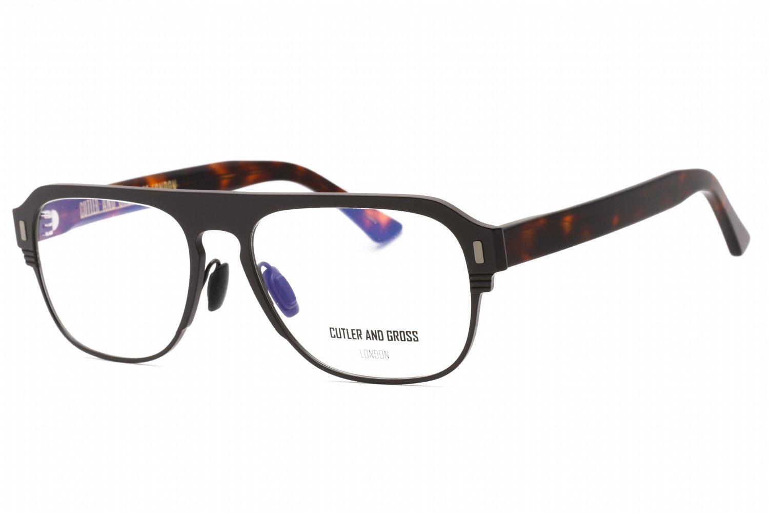 Cutler and Gross CGOP136555 Brown/Titanium / Clear Lens 002 55-17-145 MM