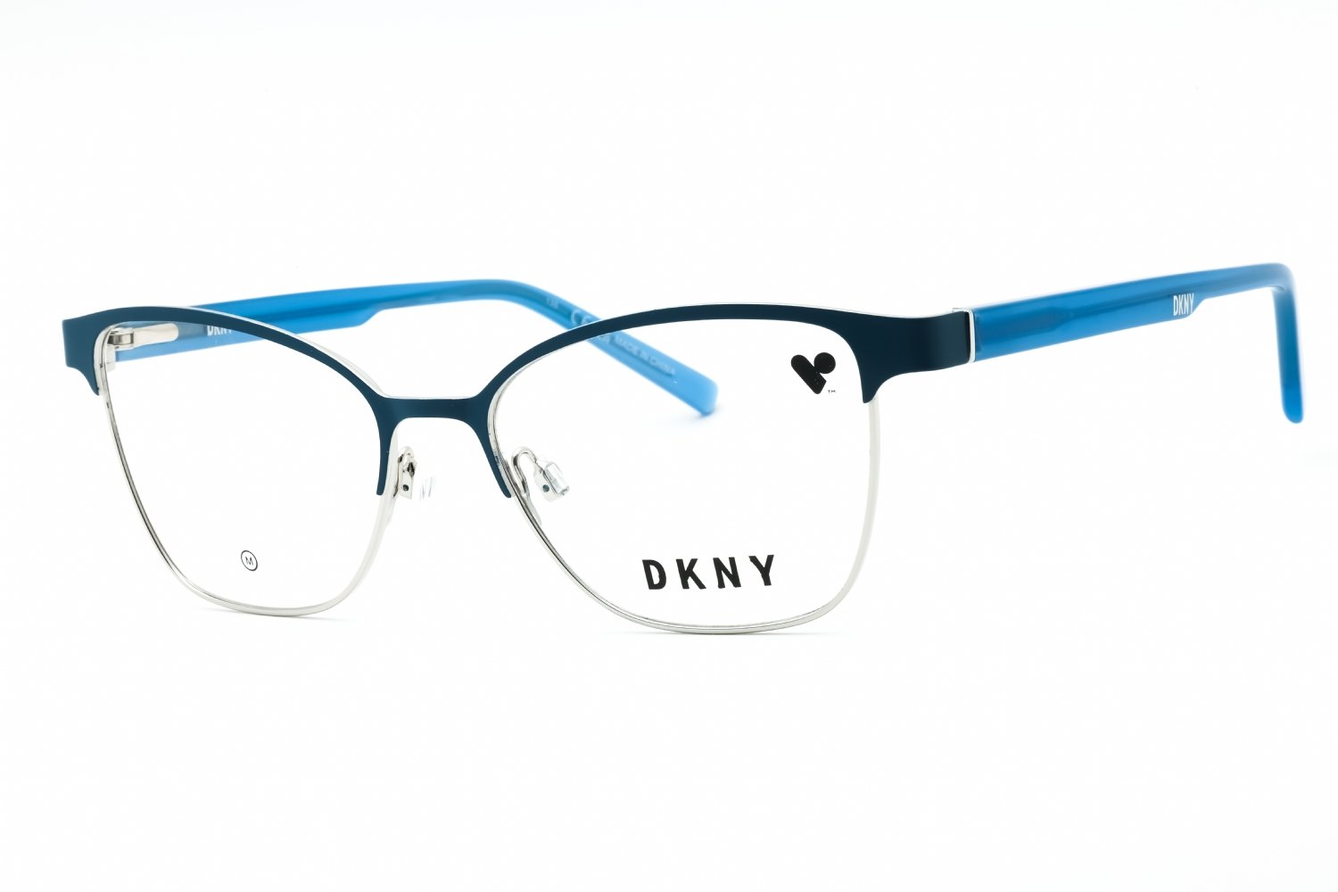 DKNY DK3007 BLUE TEAL/SILVER/Clear demo lens 430 52-16-135 MM