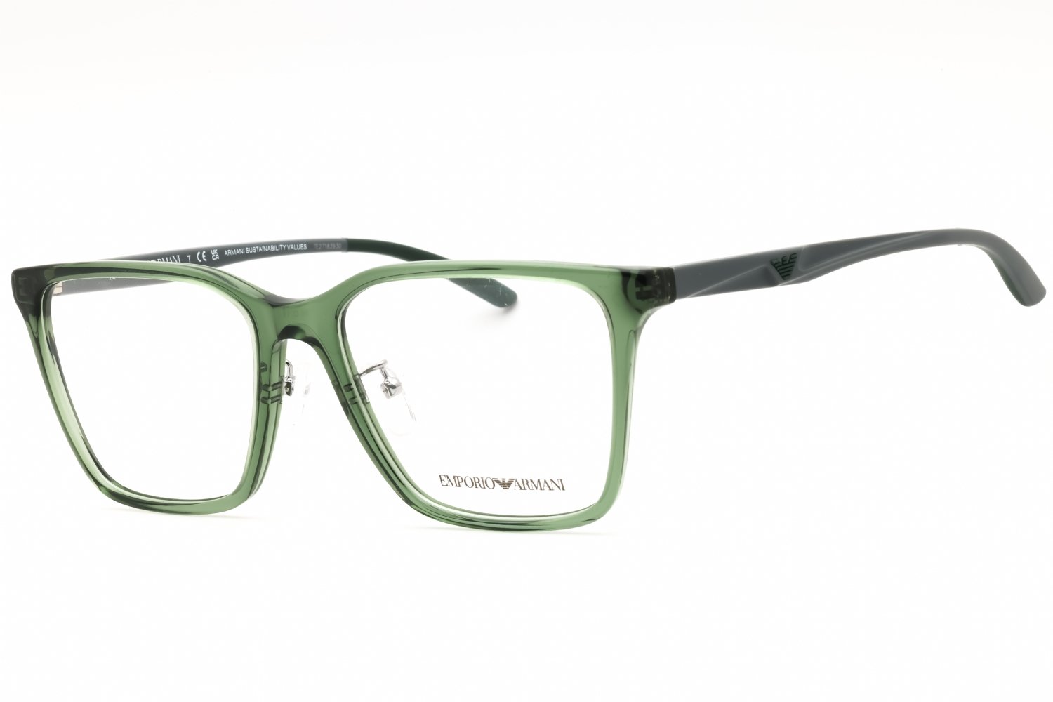 Emporio Armani 0EA3232D Shiny Transparent Olive Green/Matte Green/Clear de 6061 56-18-145 MM
