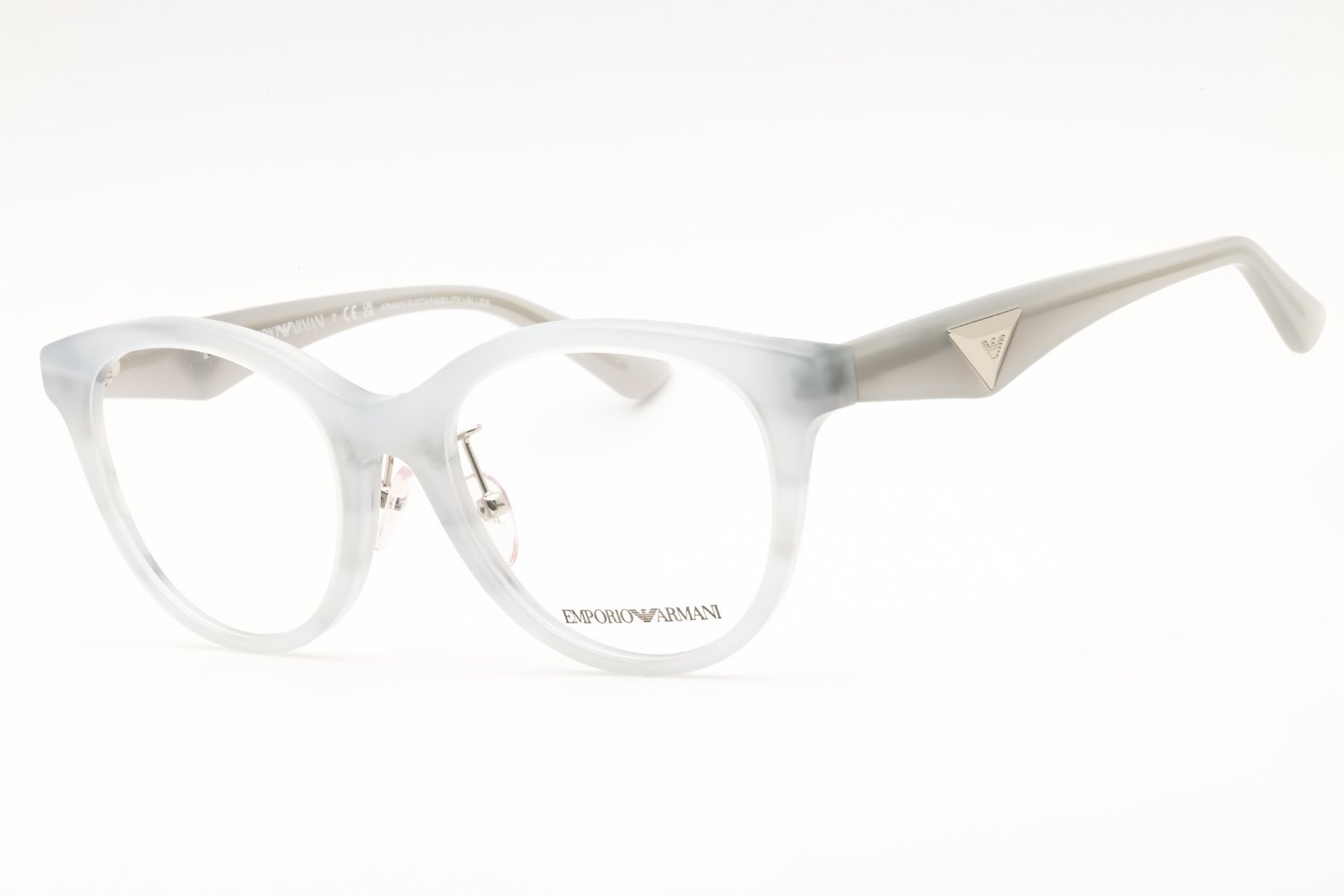 Emporio Armani 0EA3236F Shiny Striped Grey/Clear demo lens 6114 52-19-140 MM
