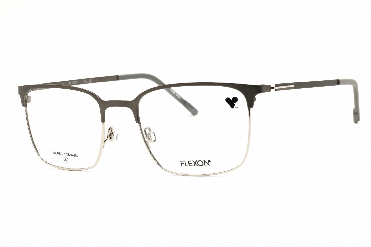 Flexon FLEXON E1140 MATTE GUNMETAL/SILVER/clear demo lens 072 54-20-145 MM