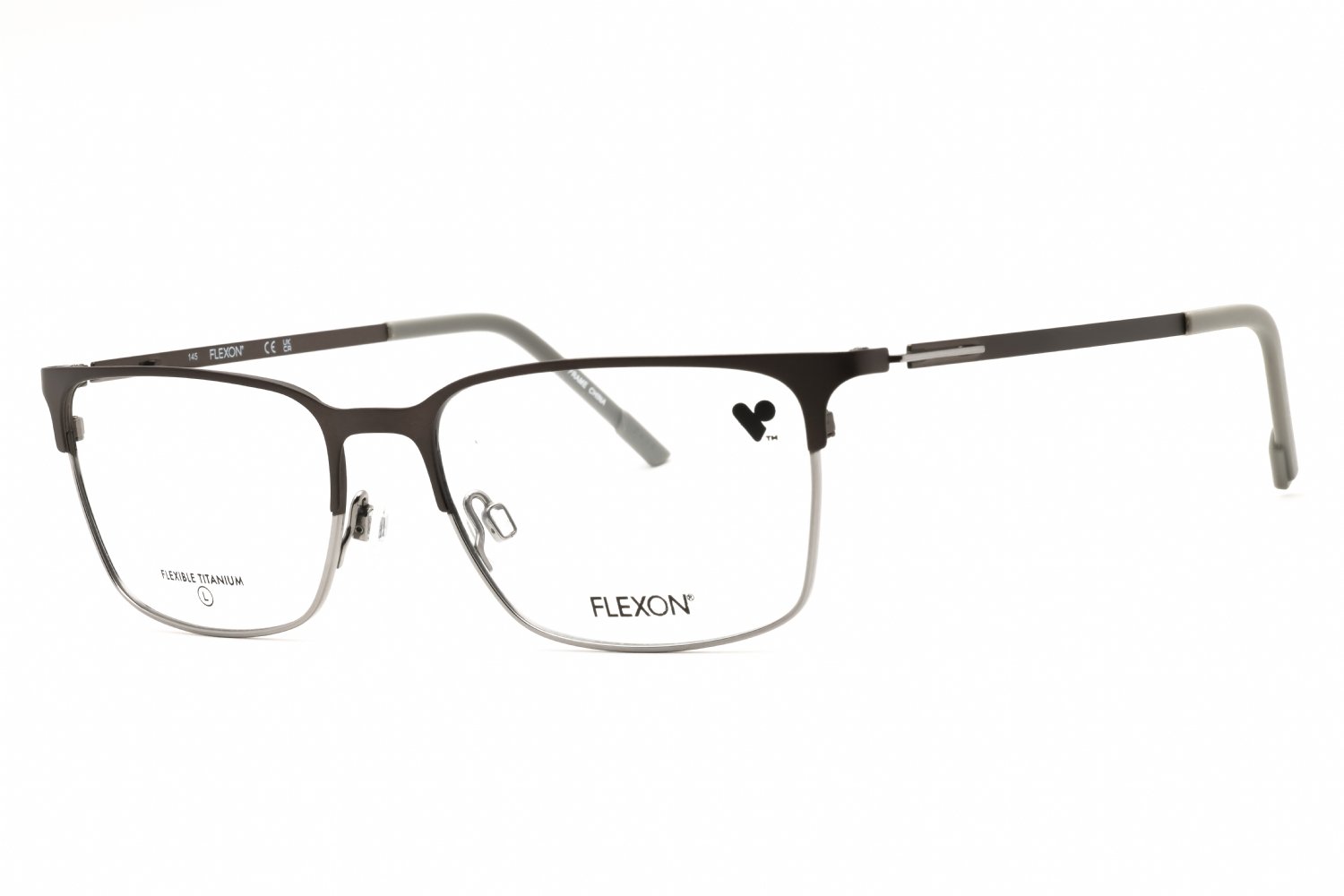 Flexon FLEXON E1147 MATTE GUNMETAL/ SILVER/clear demo lens 070 55-17-145 MM