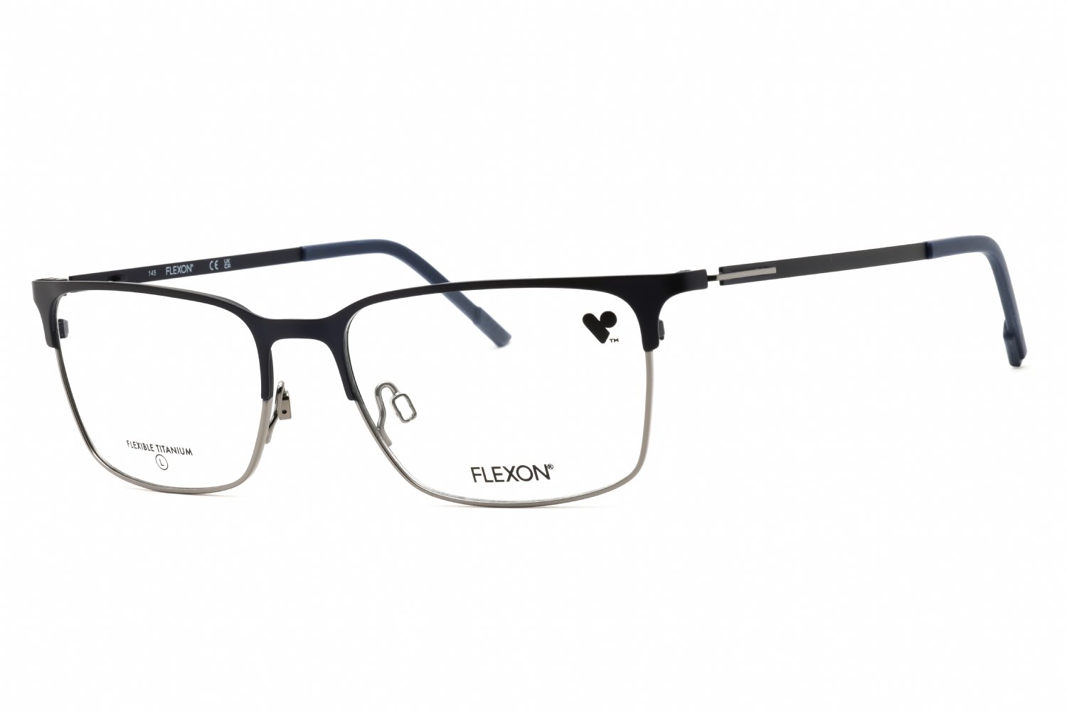 Flexon FLEXON E1147 MATTE NAVY/ GUNMETAL/clear demo lens 410 55-17-145 MM