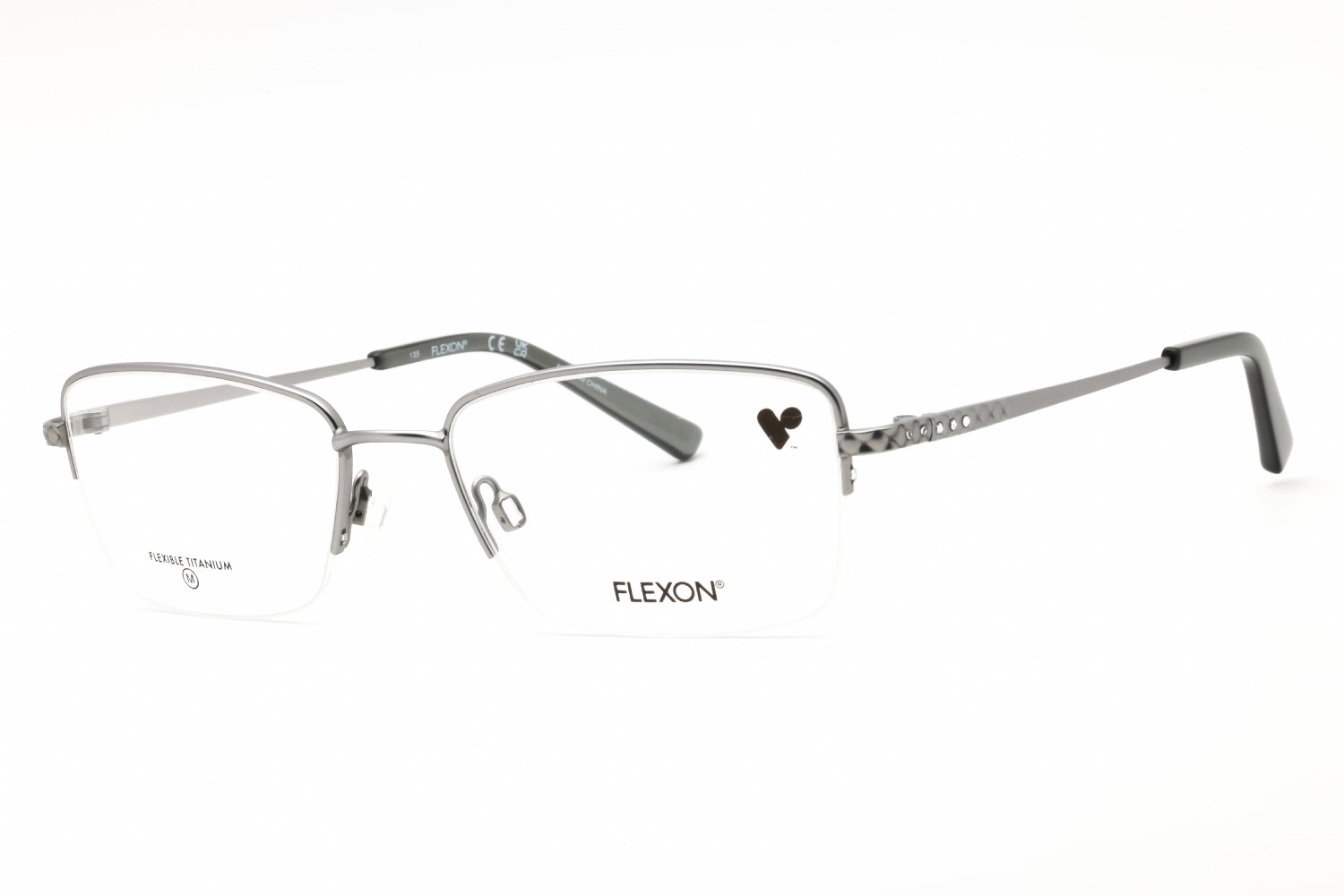 Flexon FLEXON W3043 SATIN LIGHT GUNMETAL/clear demo lens 038 54-18-135 MM