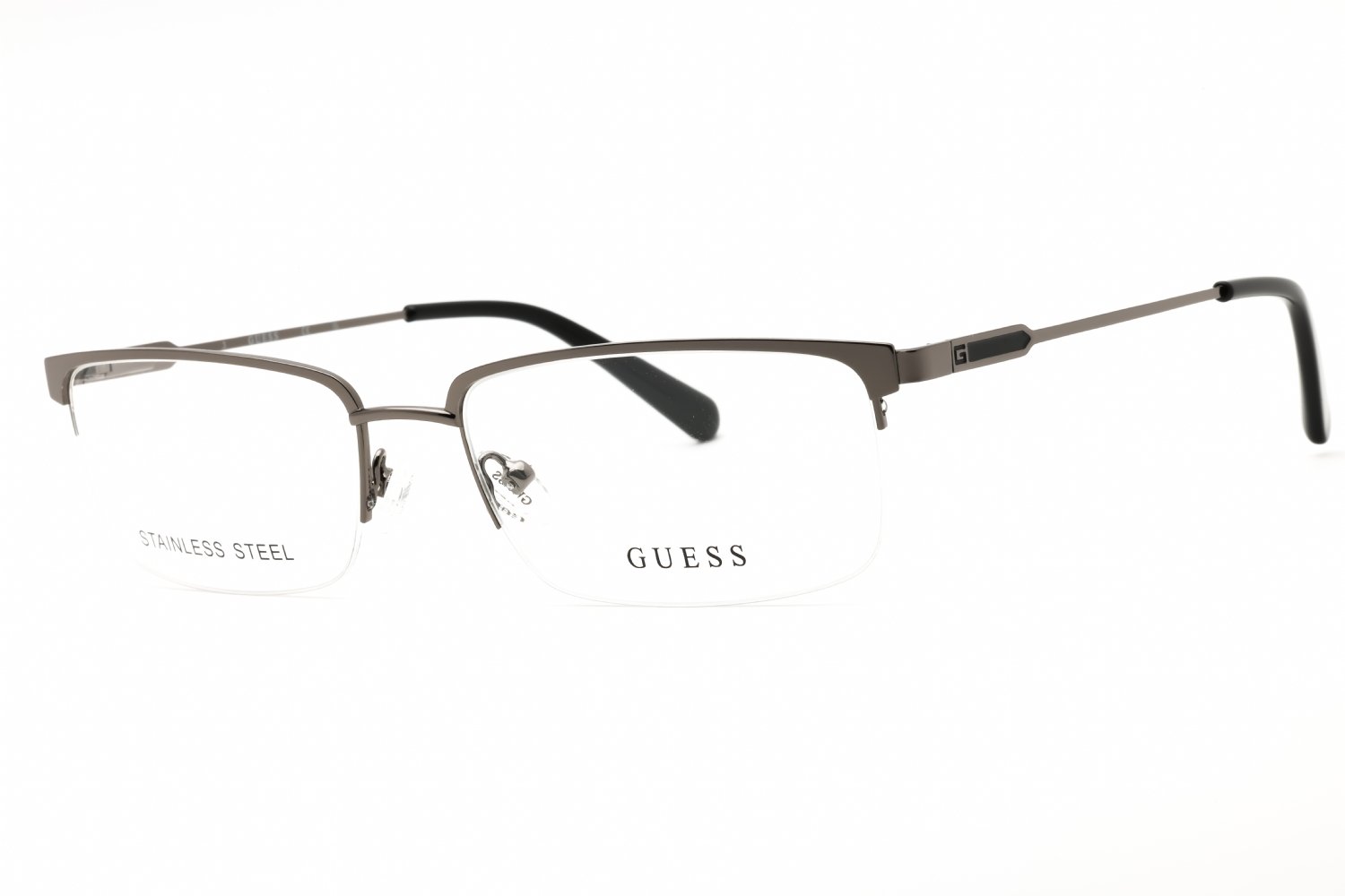 Guess GU50005 shiny gunmetal/Clear demo lens 008 56-18-145 MM
