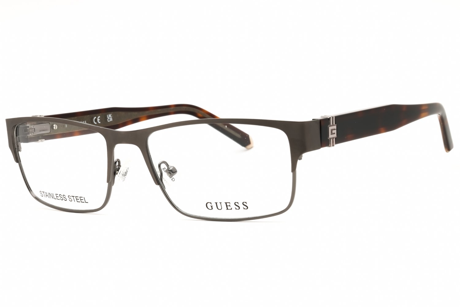 Guess GU50082 matte gunmetal/clear demo lens 009 56-17-145 MM