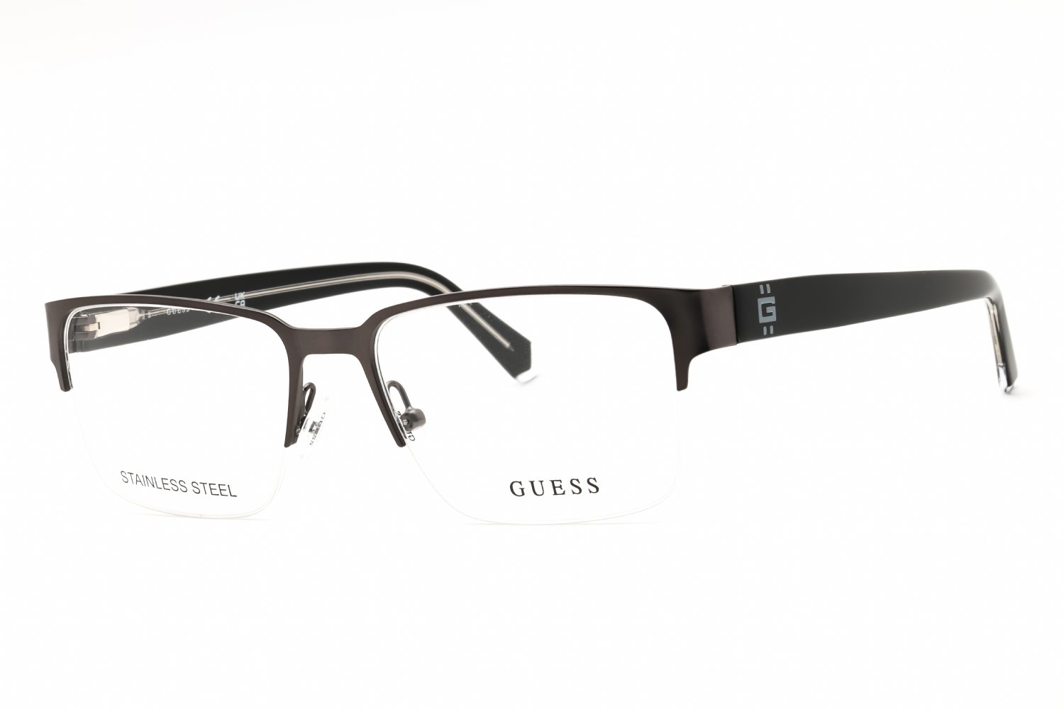 Guess GU50095 matte gunmetal/clear demo lens 009 55X17X145