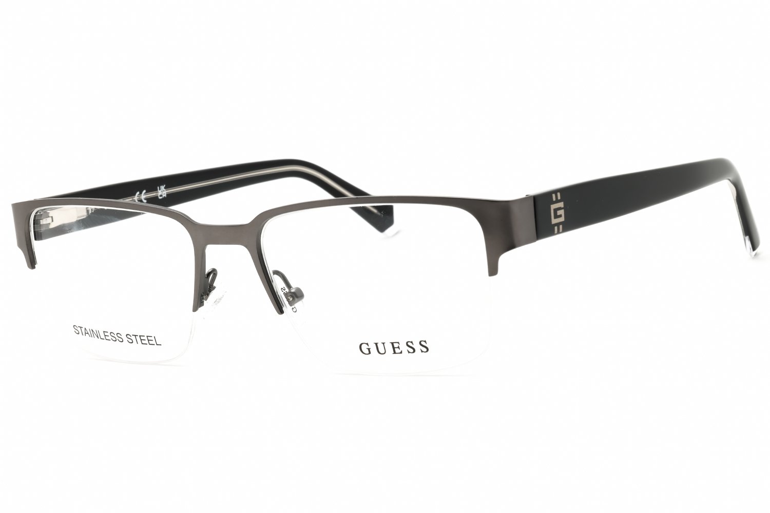 Guess GU50095 matte gunmetal/clear demo lens 009 53X17X145