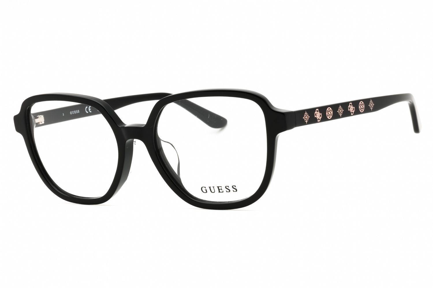Guess GU50154-D shiny black/clear demo lens 001 52-17-140 MM