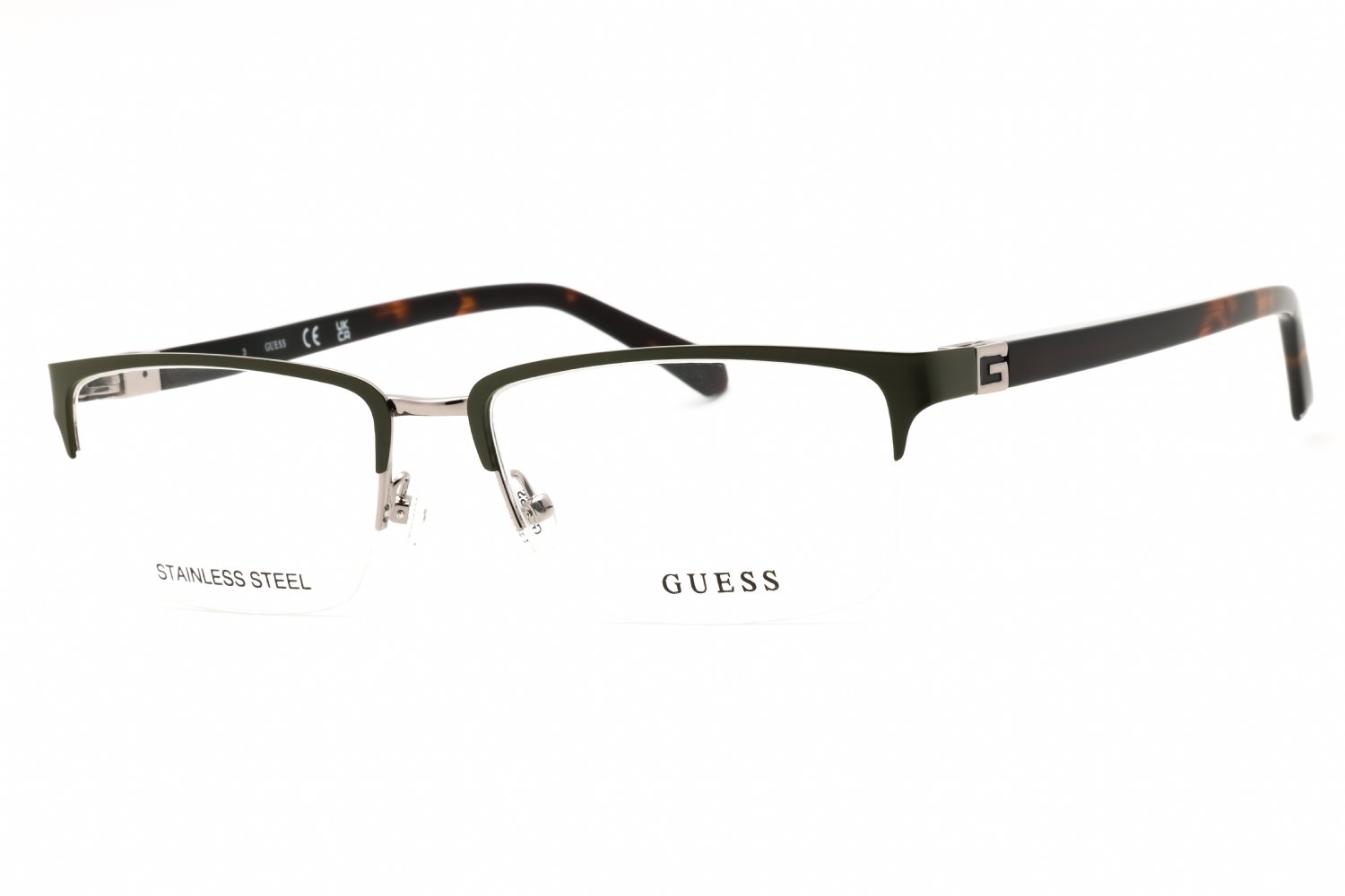 Guess GU50191 Matte Dark Green Dark Havana / clear demo lens 097 56X18X145