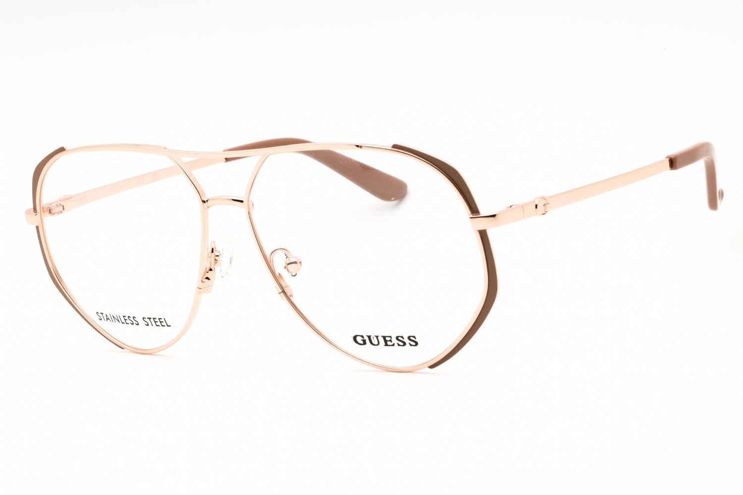 Guess GU50247 Matte Beige / Shiny Rose Gold / clear demo lens 058 57X13X140