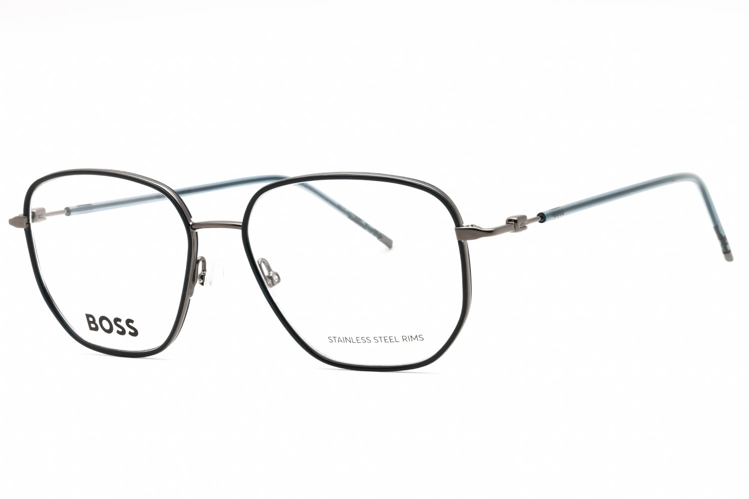 Hugo Boss BOSS 1430 Petrol Dark Ruthenium/Clear demo lens 0AN7 00 53-16-145 MM