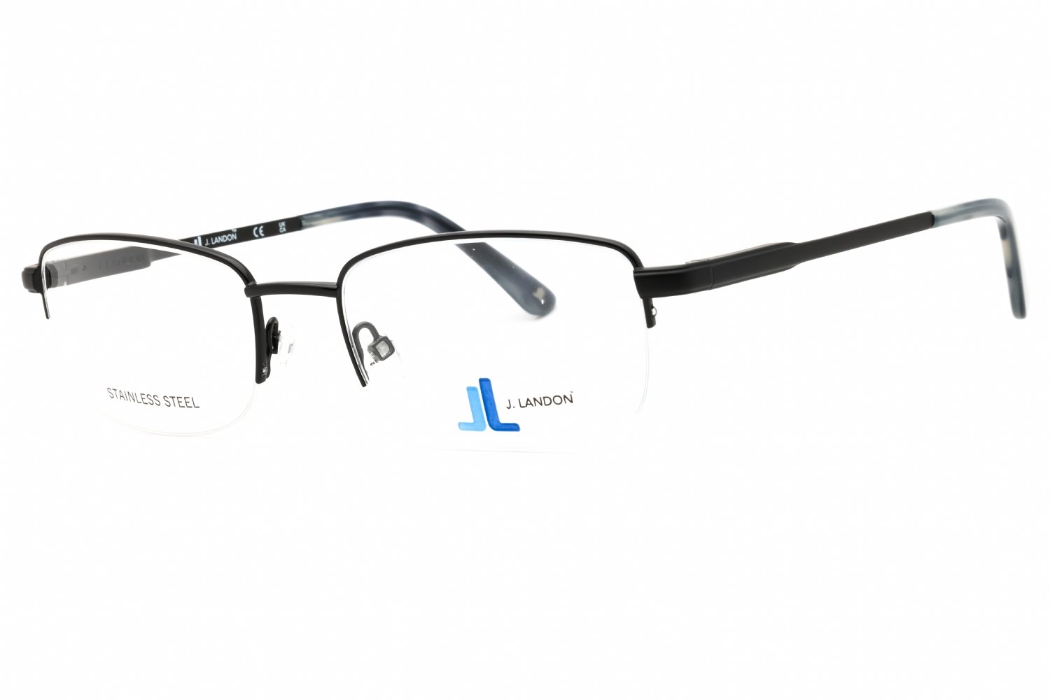 J. Landon JL1001 shiny black/clear demo lens 001 54-19-145 MM