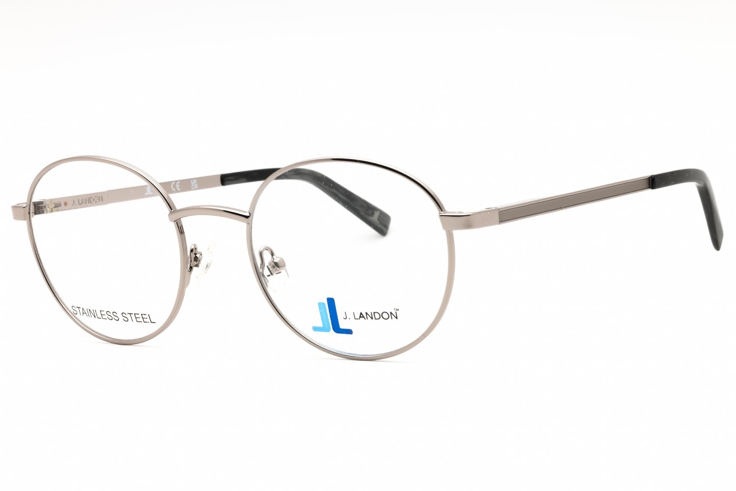 J. Landon JL1014 shiny gunmetal/clear demo lens 008 51-21-145 MM