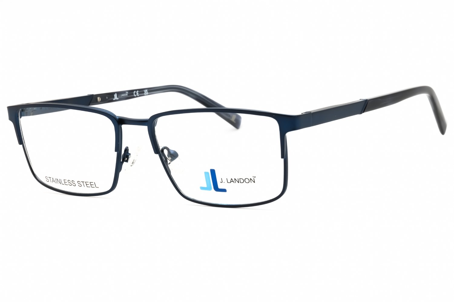 J. Landon JL1015 matte blue/clear demo lens 091 53-16-145 MM