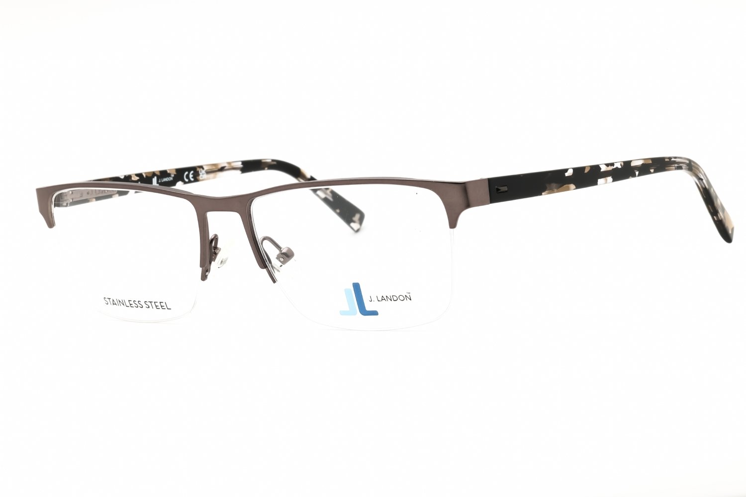 J. Landon JL50009 matte gunmetal/clear demo lens 009 57-17-145 MM
