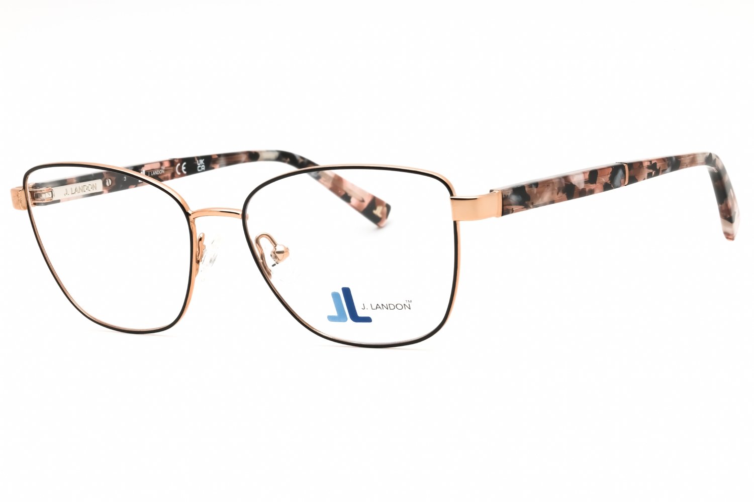 J. Landon JL5008 shiny black/clear demo lens 001 52-15-140 MM
