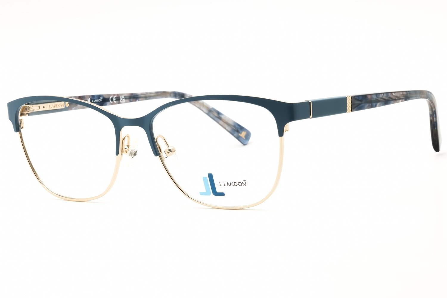J. Landon JL5009 matte light blue/clear demo lens 085 55X16X145