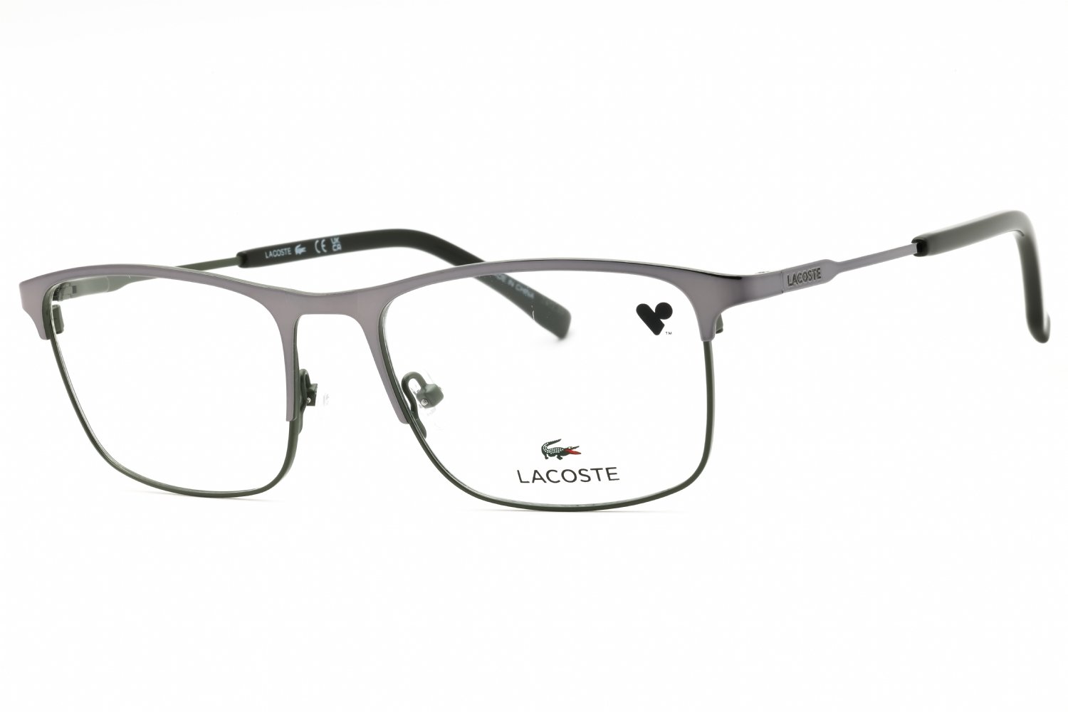 Lacoste L2252 GUNMETAL/ARMY GREEN/Clear demo lens 033 54-18-145 MM