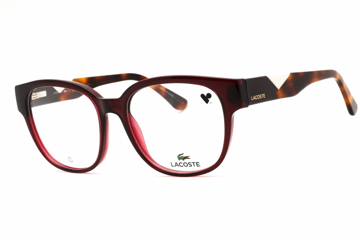 Lacoste L2953 TRANSPARENT BURGUNDY/Clear demo lens 601 55-17-140 MM