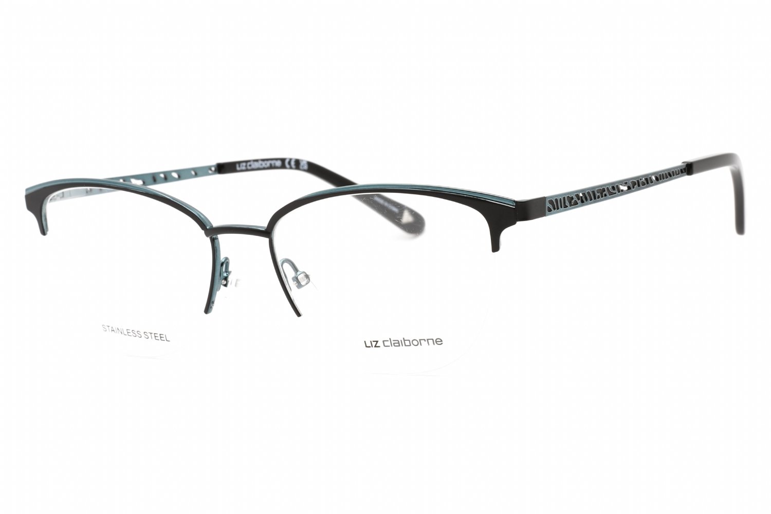 Liz Claiborne L 673 Black Teal / Clear Lens ETJ 53-17-140 MM