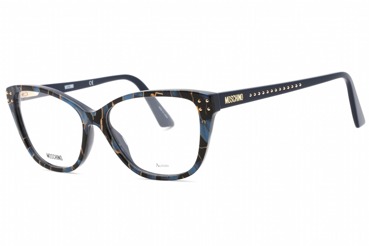 Moschino MOS583 BLACK BLUE HAVANA/clear demo lens 0EDC 00 54-15-140 MM