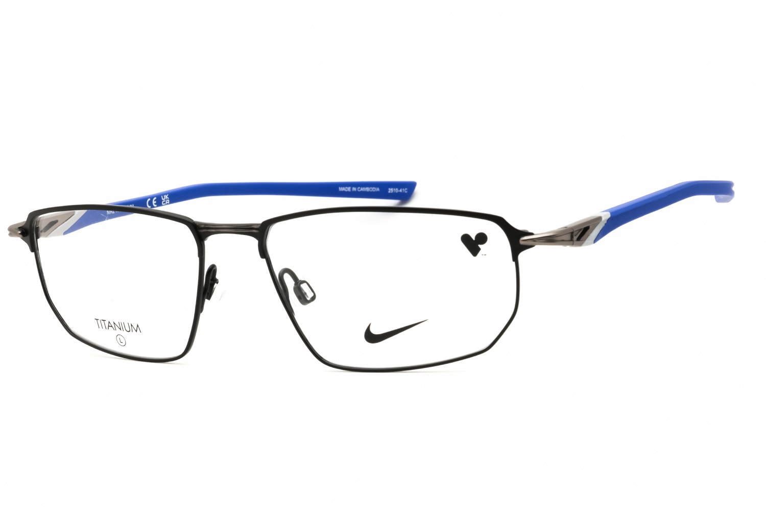 Nike NIKE 6067N MATTE BLACK/ASTRONOMY BLUE/Clear demo lens 004 55X16X145