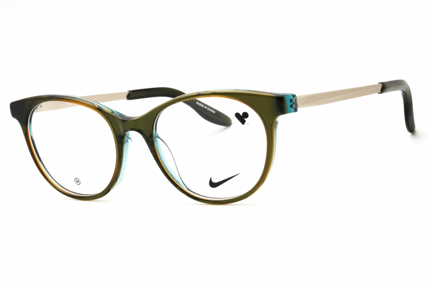 Nike NIKE 7173 OLIVE/BLUE LAMINATE/Clear demo lens 317 51-18-140 MM