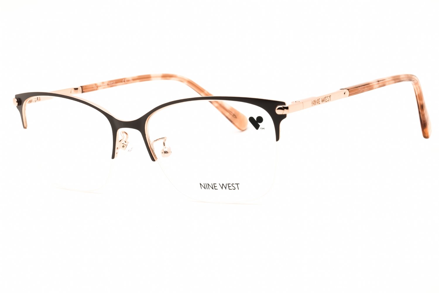 Nine West NW8012 SATIN SOLID BROWN/Clear demo lens 200 56X17X140