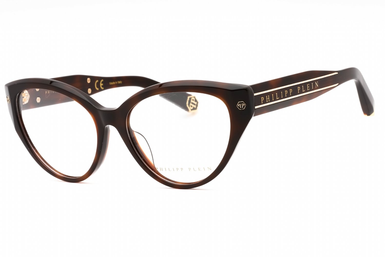 Philipp Plein VPP052M Shiny Dark Havana / Clear Lens 0752 54-16-135 MM