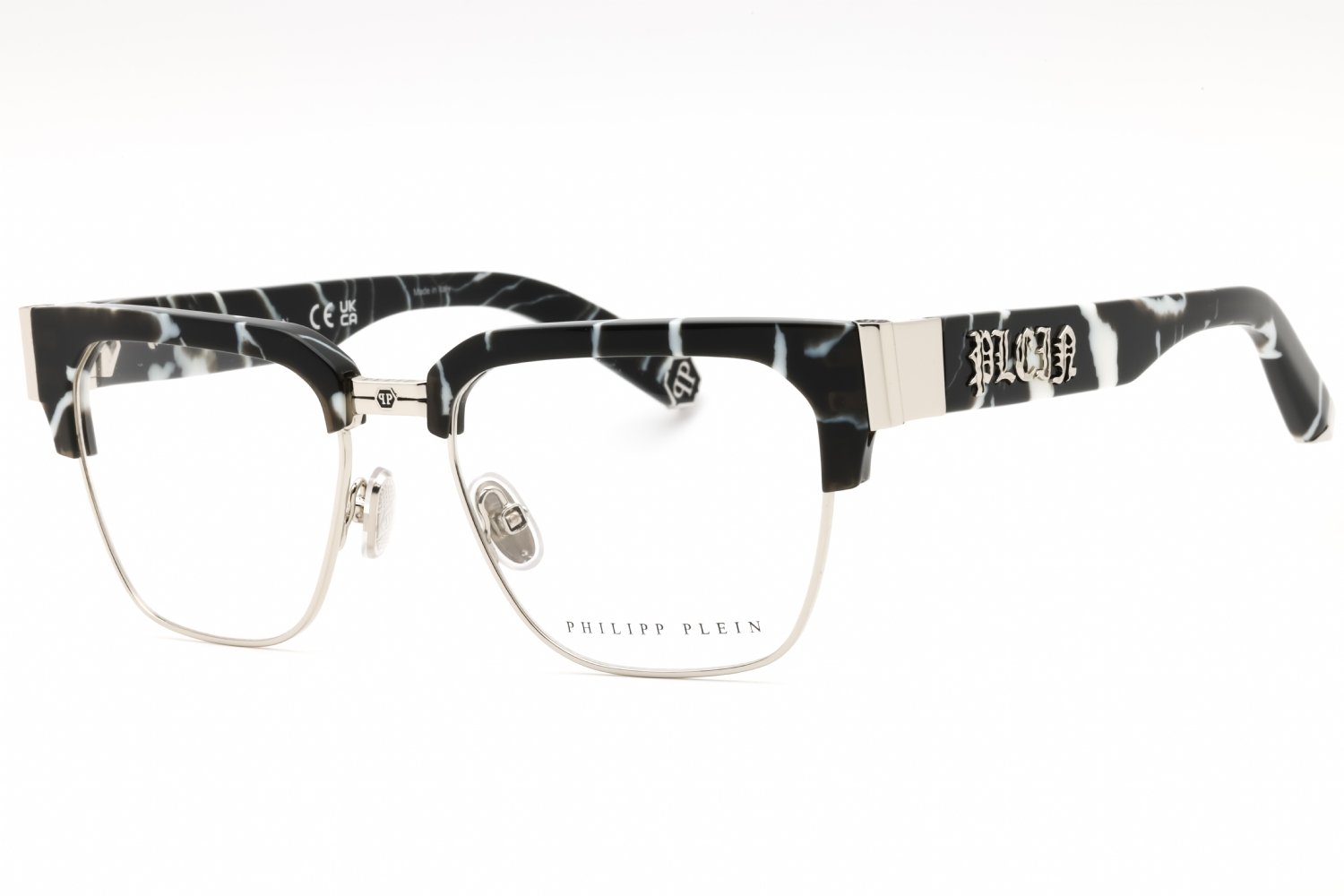 Philipp Plein VPP113M Marbled Black /clear demo lens 0Z21 53-18-145 MM