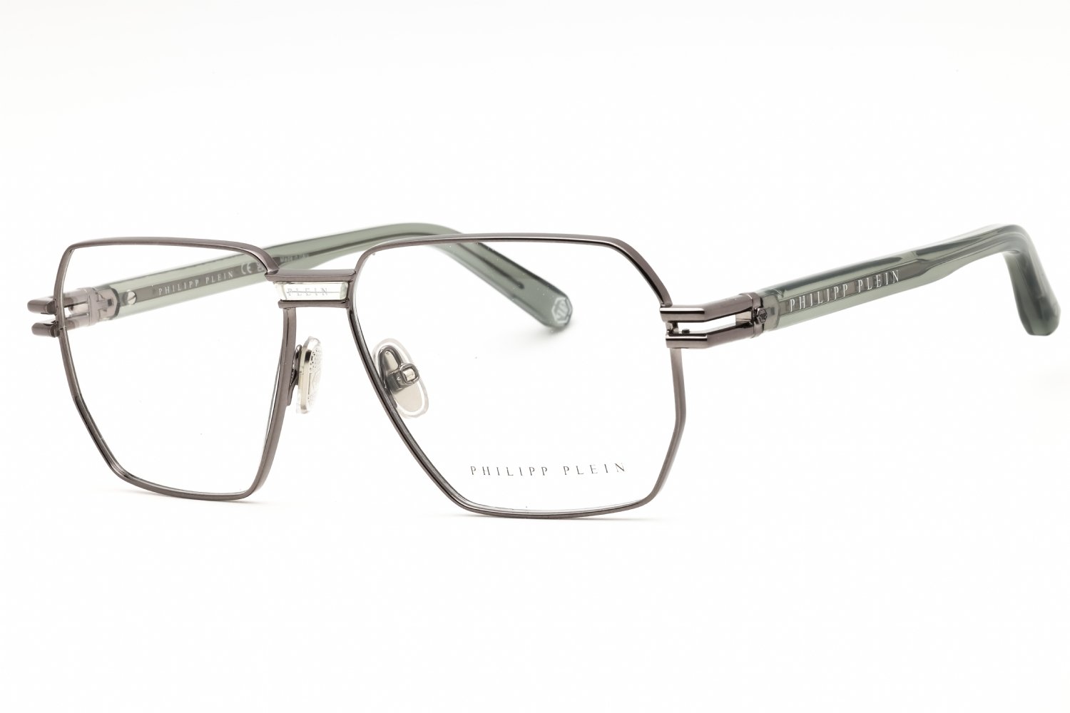 Philipp Plein VPP114M SHINY GUNMETAL/Clear demo lens 0509 58-13-140 MM