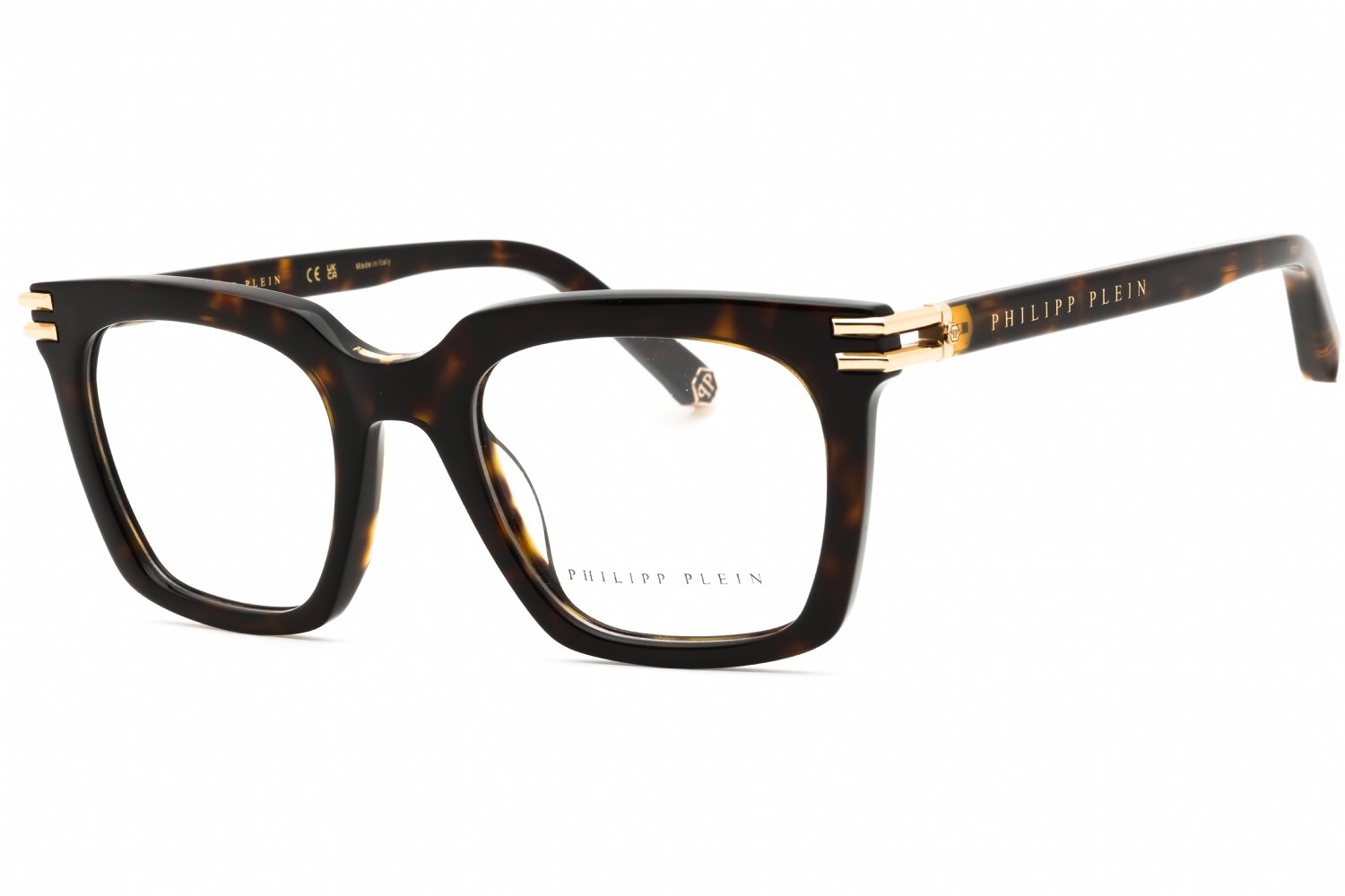 Philipp Plein VPP115M SHINY DARK HAVANA/Clear demo lens 0722 51-22-145 MM