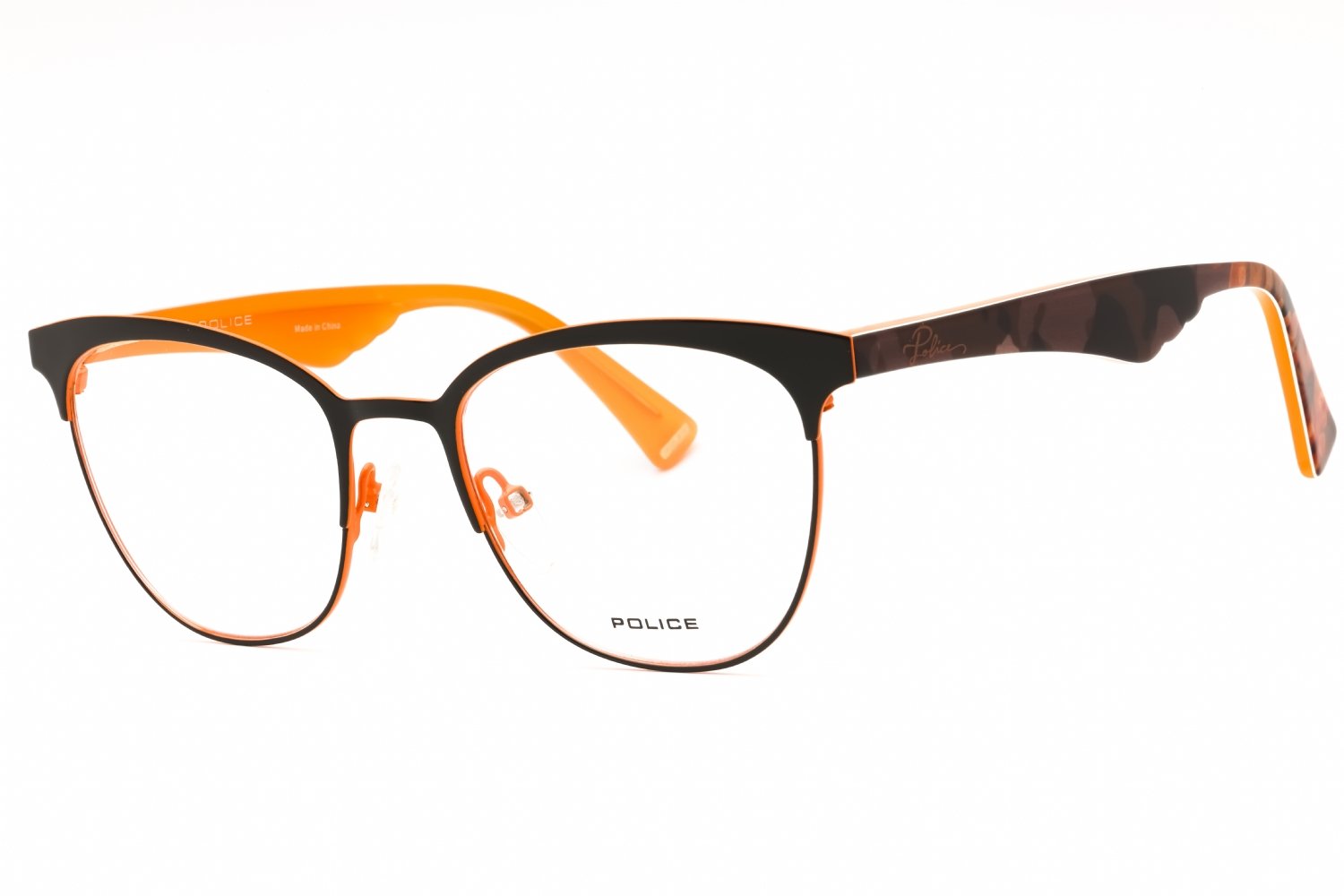 Police VPL417 SHINY ORANGE/BROWN/clear demo lens 0SCB 51-19-140 MM