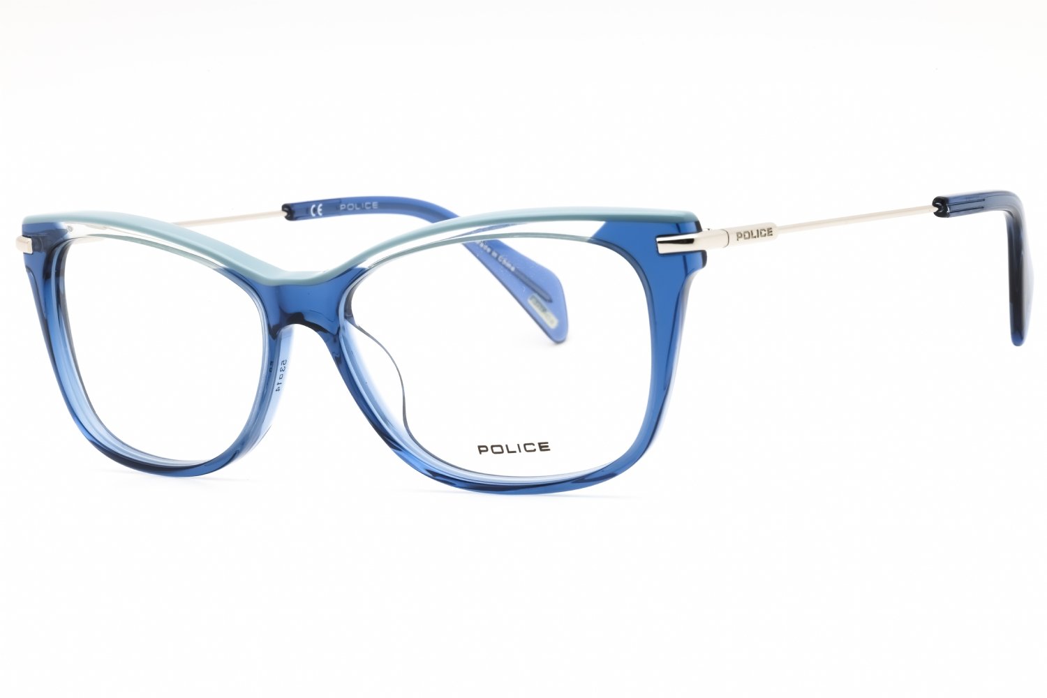 Police VPL506E SHINY TRANSPARENT BLUE/clear demo lens 0955 53-14-140 MM