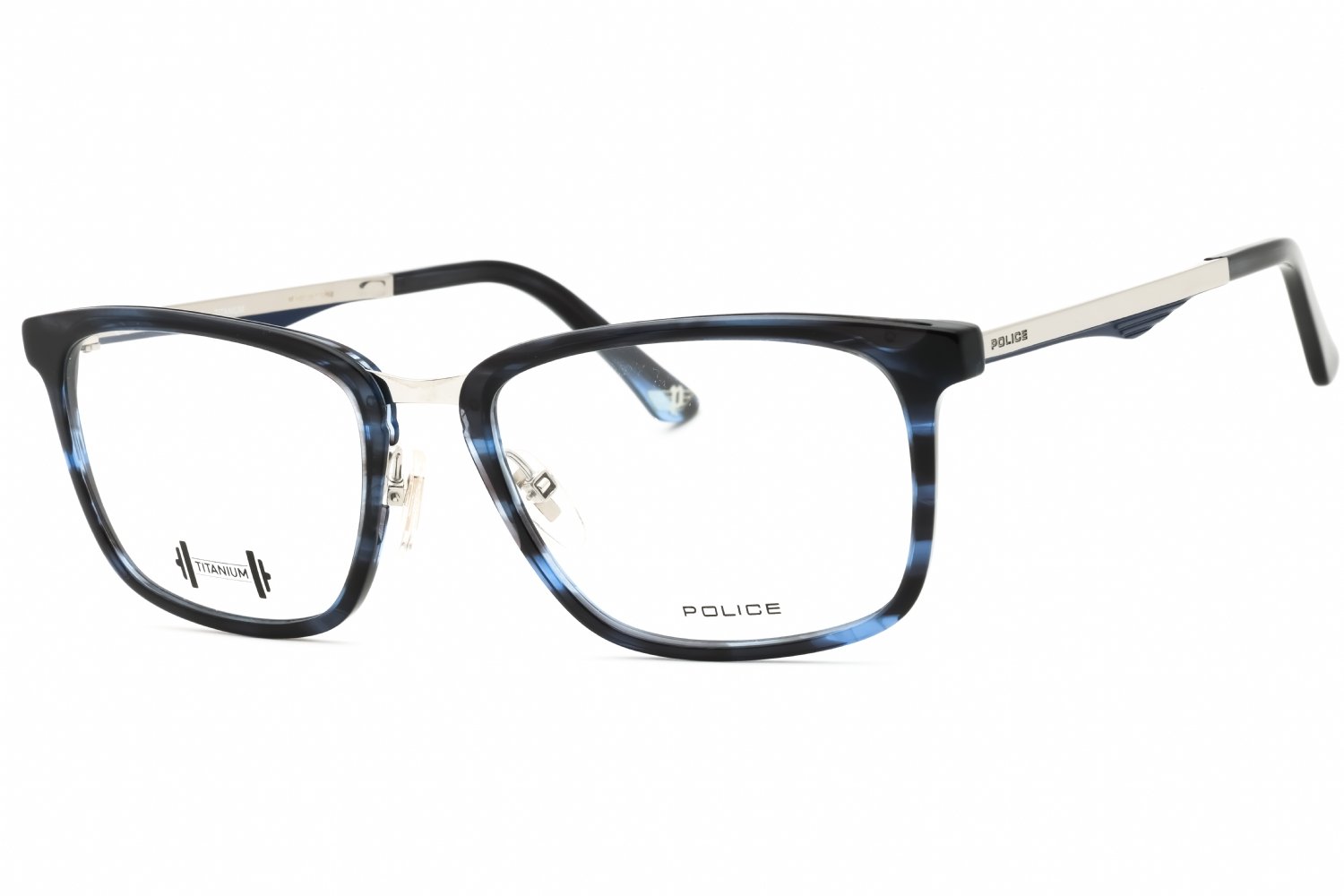 Police VPL684 Striped Blue/Clear demo lens 9N4M 52-18-140 MM