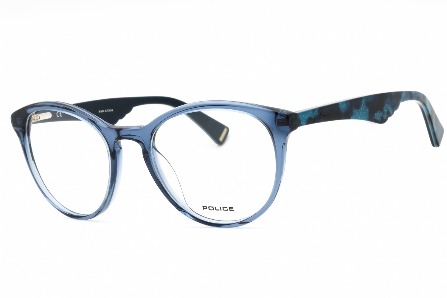 Police VPL764 SHINY TRANSPARENT BLUE/clear demo lens 0955 50-20-140 MM