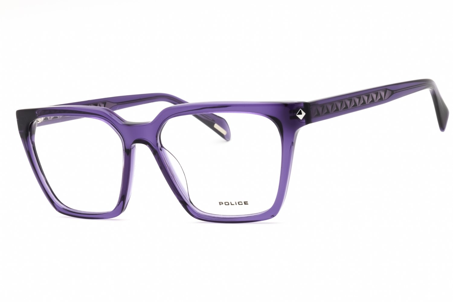 Police VPLG29 SHINY TRANSPARENT DARK PURPLE/clear demo lens 0U55 53-15-140 MM