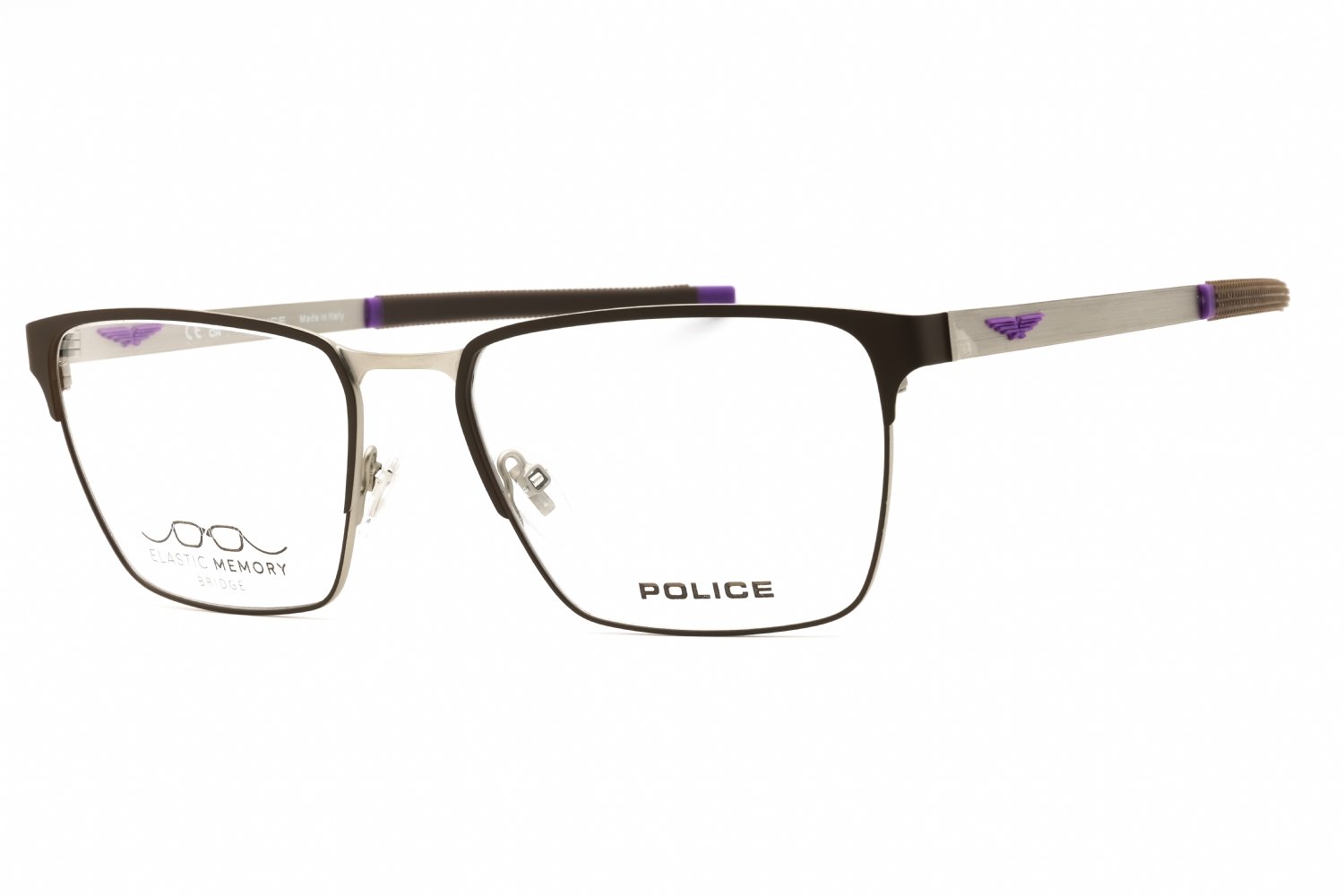 Police VPLG79M MATT SATIN PALLADIUM /clear demo lens 8BMY 56-18-145 MM