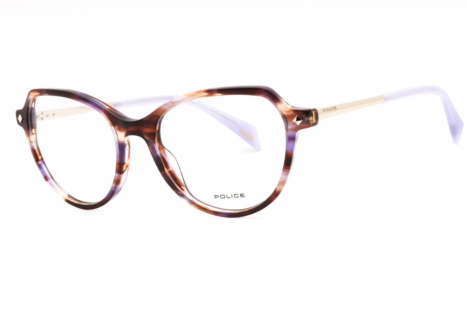 Police VPLM07 PURPLE STREAKED BROWN/clear demo lens 0P82 52-18-140 MM