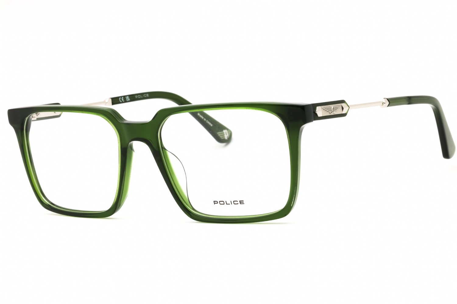 Police VPLN28 SHINY TRANSPARENT GREEN/clear demo lens 0G61 53-17-145 MM