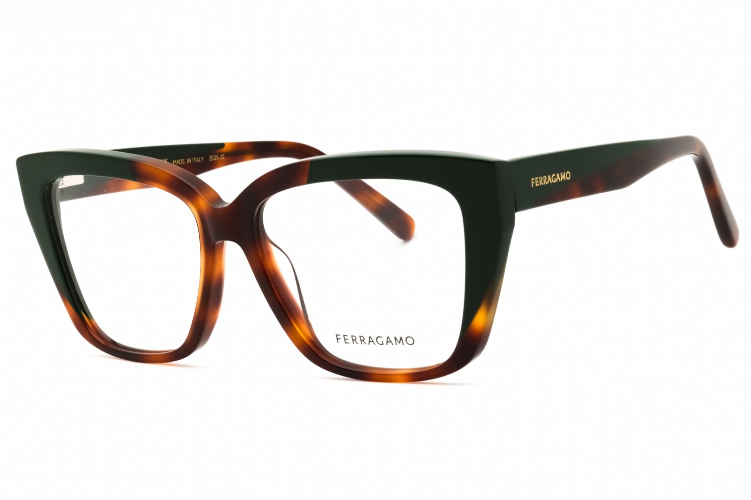 Salvatore Ferragamo SF2939N TORTOISE/DARK GREEN/clear demo lens 220 54-15-140 MM
